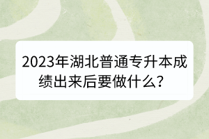 2023年湖北普通專升本成績出來后要做什么？