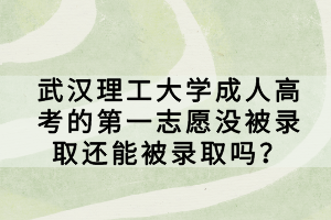 武漢理工大學成人高考的第一志愿沒被錄取還能被錄取嗎？