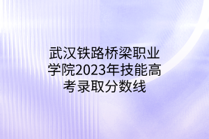 武漢鐵路橋梁職業(yè)學(xué)院2023年技能高考錄取分?jǐn)?shù)線