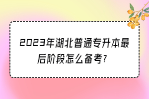 2023年湖北普通專升本最后階段怎么備考？
