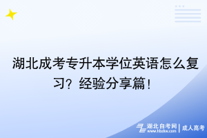 湖北成考專升本學位英語怎么復習？經(jīng)驗分享篇！