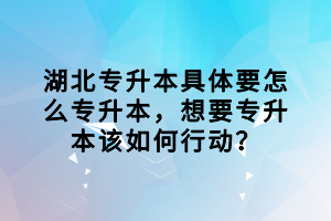 湖北專升本具體要怎么專升本，想要專升本該如何行動(dòng)？