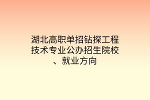 湖北高職單招鉆探工程技術(shù)專業(yè)公辦招生院校、就業(yè)方向