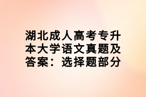 湖北成人高考專升本大學(xué)語(yǔ)文真題及答案：選擇題部分