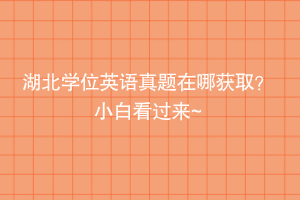 湖北學(xué)位英語真題在哪獲??？小白看過來~