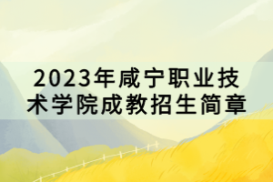 2023年咸寧職業(yè)技術(shù)學(xué)院成教招生簡章