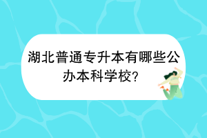 湖北普通專升本有哪些公辦本科學校？