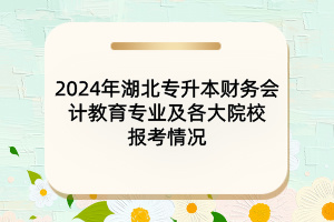 2024年湖北專升本財(cái)務(wù)會(huì)計(jì)教育專業(yè)及各大院校報(bào)考情況