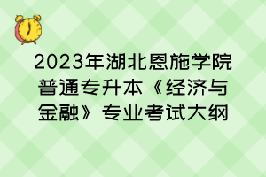 2023年湖北恩施學(xué)院普通專升本《經(jīng)濟(jì)與金融》專業(yè)考試大綱