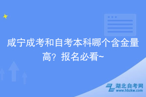 咸寧自考和成考本科哪個含金量高？報名必看~