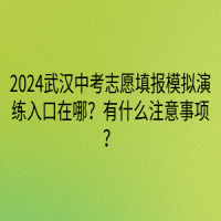 2024武漢中考志愿填報模擬演練入口在哪？有什么注意事項？