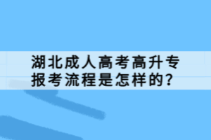 湖北成人高考高升專報(bào)考流程是怎樣的？