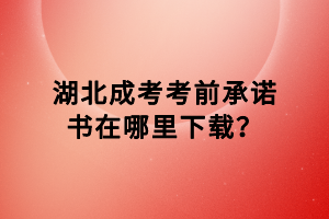 湖北成考考前承諾書在哪里下載？