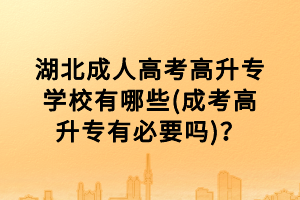 湖北成人高考高升專學(xué)校有哪些(成考高升專有必要嗎)？