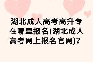 湖北成人高考高升專在哪里報(bào)名(湖北成人高考網(wǎng)上報(bào)名官網(wǎng))？
