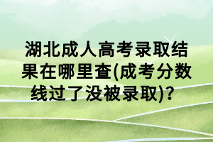 湖北成人高考錄取結(jié)果在哪里查(成考分?jǐn)?shù)線過了沒被錄取)？