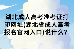 湖北成人高考準考證打印網址(湖北省成人高考報名官網入口)說什么？