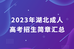 2023年湖北成人高考招生簡(jiǎn)章匯總