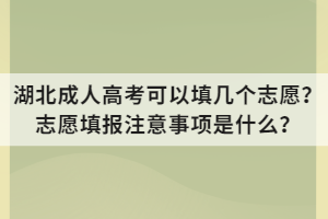 湖北成人高考可以填幾個(gè)志愿？志愿填報(bào)注意事項(xiàng)是什么？