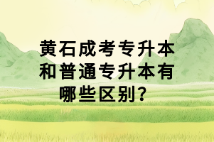 黃石成考專升本和普通專升本有哪些區(qū)別？