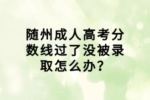 隨州成人高考分?jǐn)?shù)線過(guò)了沒(méi)被錄取怎么辦？