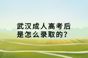 武漢成人高考后是怎么錄取的？