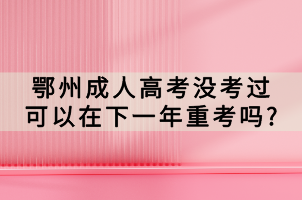 鄂州成人高考沒考過可以在下一年重考嗎_