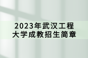 2023年武漢工程大學(xué)成教招生簡章