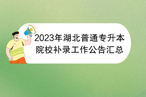 2023年湖北普通專升本院校補(bǔ)錄工作公告匯總