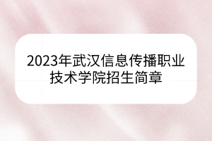 2023年武漢信息傳播職業(yè)技術(shù)學(xué)院招生簡(jiǎn)章