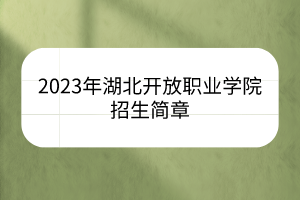 2023年湖北開(kāi)放職業(yè)學(xué)院招生簡(jiǎn)章