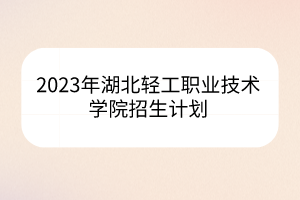 2023年湖北輕工職業(yè)技術(shù)學(xué)院招生計(jì)劃