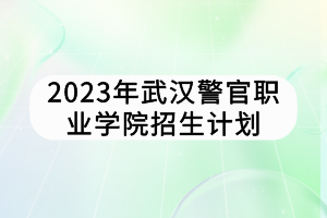 2023年武漢警官職業(yè)學院招生計劃