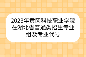 2023年黃岡科技職業(yè)學(xué)院在湖北省普通類招生專業(yè)組及專業(yè)代號