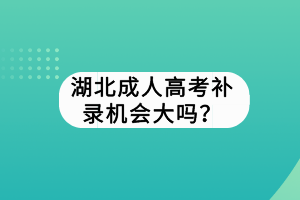 湖北成人高考補(bǔ)錄機(jī)會(huì)大嗎？