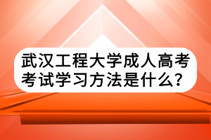 武漢工程大學成人高考考試學習方法是什么？