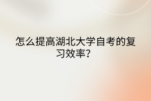 怎么提高湖北大學(xué)自考的復(fù)習(xí)效率？