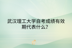 武漢理工大學(xué)自考成績(jī)有效期代表什么？