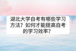 湖北大學自考有哪些學習方法？如何才能提高自考的學習效率？