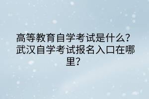 高等教育自學(xué)考試是什么？武漢自學(xué)考試報(bào)名入口在哪里？