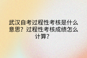 武漢自考過(guò)程性考核是什么意思？過(guò)程性考核成績(jī)?cè)趺从?jì)算？