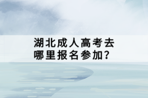 湖北成人高考去哪里報名參加？