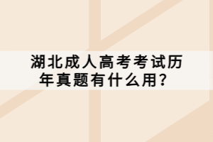湖北成人高考考試歷年真題有什么用？