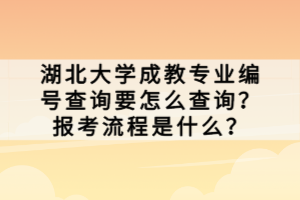 湖北大學成教專業(yè)編號查詢要怎么查詢？報考流程是什么？