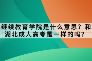 繼續(xù)教育學院是什么意思？和湖北成人高考是一樣的嗎？