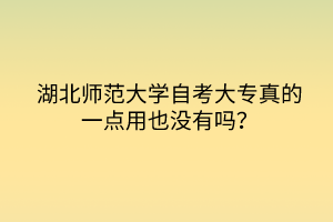 湖北師范大學自考大專真的一點用也沒有嗎？