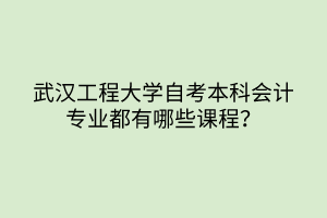 武漢工程大學自考本科會計專業(yè)都有哪些課程？