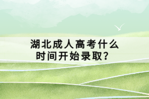 湖北成人高考什么時間開始錄??？