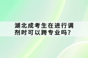 湖北成考生在進(jìn)行調(diào)劑時(shí)可以跨專(zhuān)業(yè)嗎？
