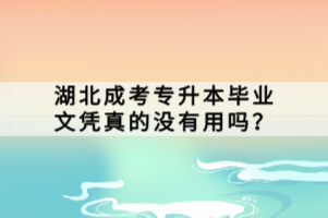 湖北成考專升本畢業(yè)文憑真的沒有用嗎？